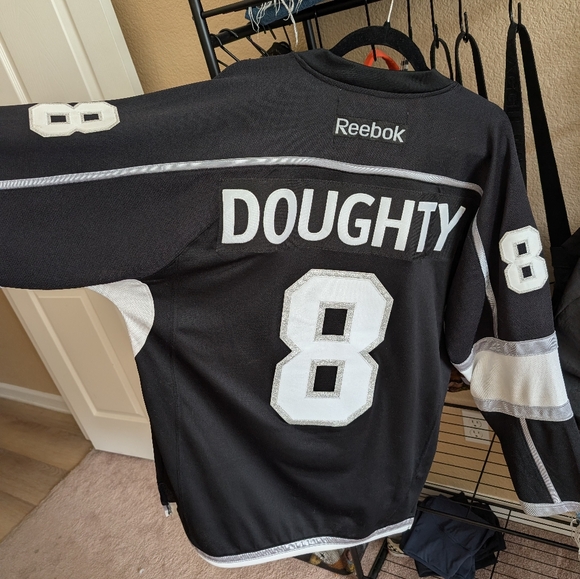 Reebok Black and White Kings Doughty Hockey Jersey - Picture 4 of 5